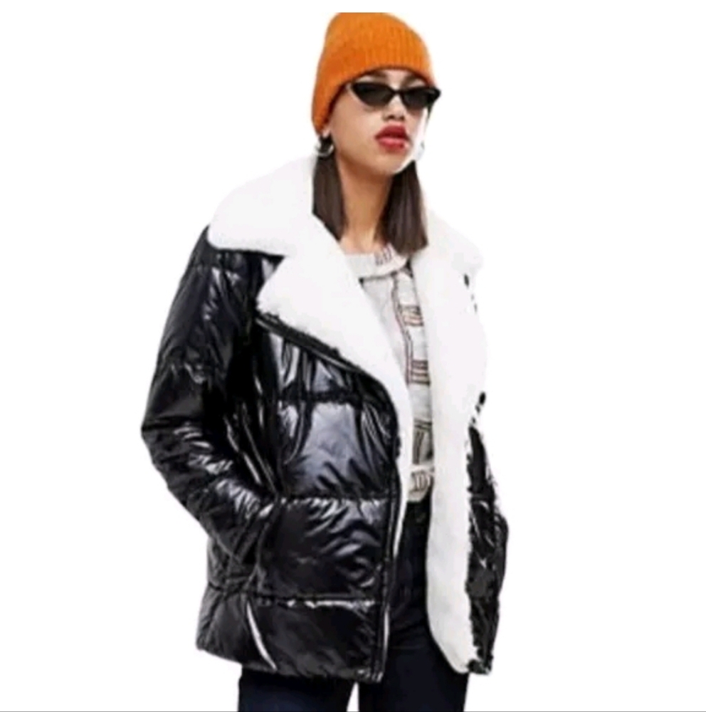 Current Air High‎ Shine Padded Jacket with Faux Fur Lining